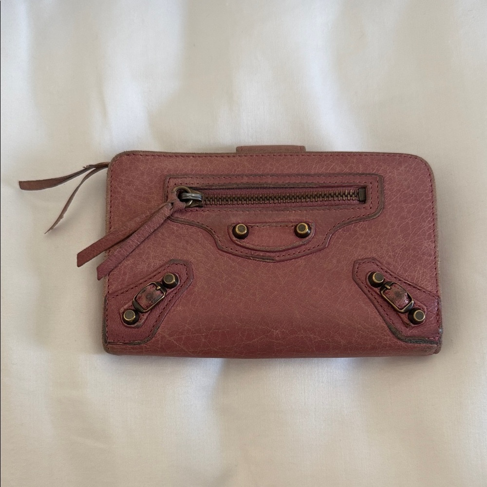 Balenciaga Tour Pink Leather Wallet